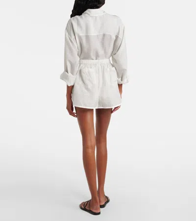 The Frankie Shop Brenna Sheer Striped Shorts In White
