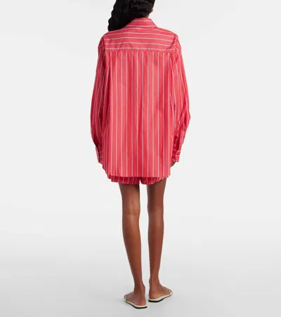 The Frankie Shop Lui Striped Cotton Poplin Shirt In Red