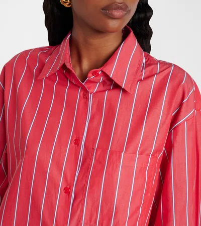The Frankie Shop Lui Striped Cotton Poplin Shirt In Red