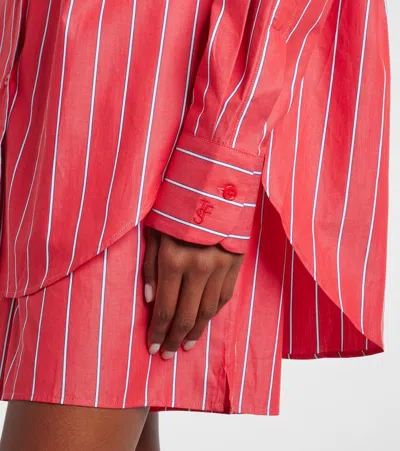 The Frankie Shop Lui Striped Cotton Poplin Shirt In Red