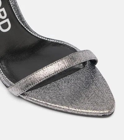Tom Ford Metallic Sandals With High Stiletto Heel And Padlock Detail On The Ankle In Leather Woman
