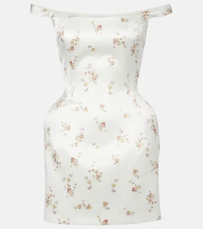 Magda Butrym Floral Off-shoulder Silk Minidress In White