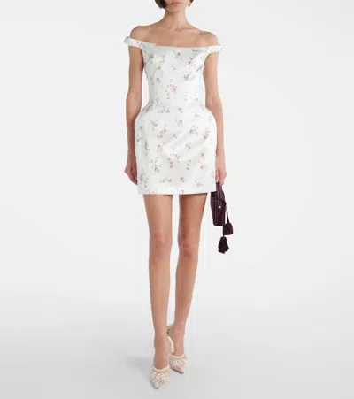 Magda Butrym Floral Off-shoulder Silk Minidress In White