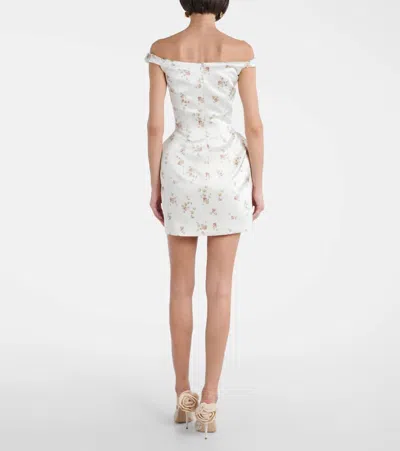 Magda Butrym Floral Off-shoulder Silk Minidress In White