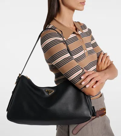 Prada Aimée Large Leather Shoulder Bag