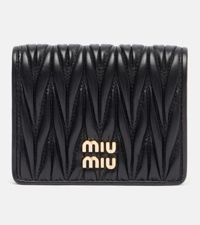 Miu Miu Logo Matelassé Leather Wallet
