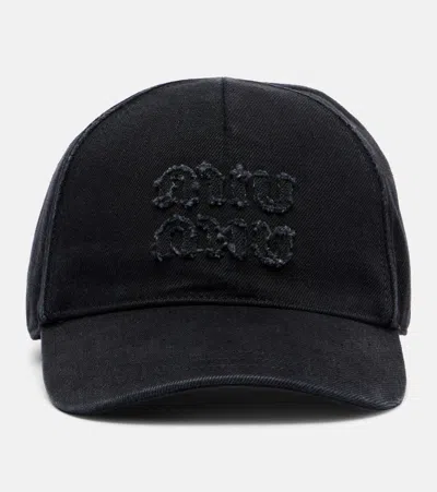 Miu Miu Logo Denim Baseball Cap