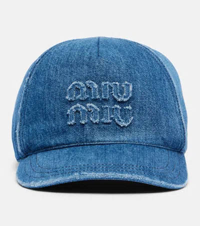 Miu Miu Logo Denim Baseball Cap
