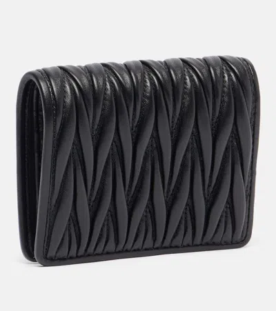 Miu Miu Logo Matelassé Leather Wallet