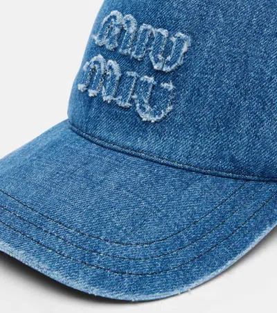Miu Miu Logo Denim Baseball Cap