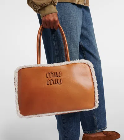 Miu Miu Beau Large Leather Tote Bag