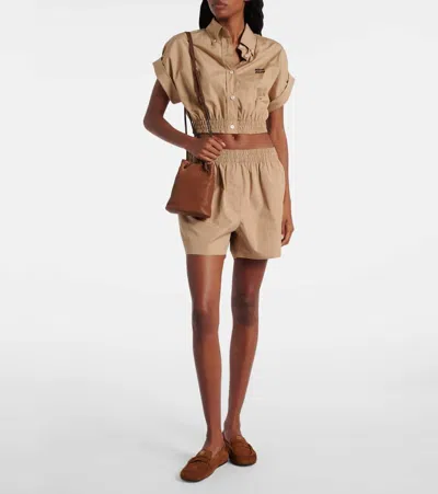 Miu Miu Women Ruches Leather Loafers With Lettering Logo In Multi