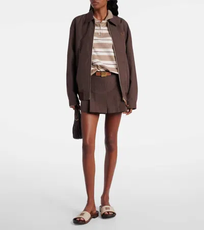 Miu Miu Canvas And Leather Studded Clog Sandals In Neutral