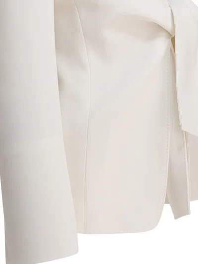 Max Mara Ghiotto Open-front Blazer With Knotted Sashes In White