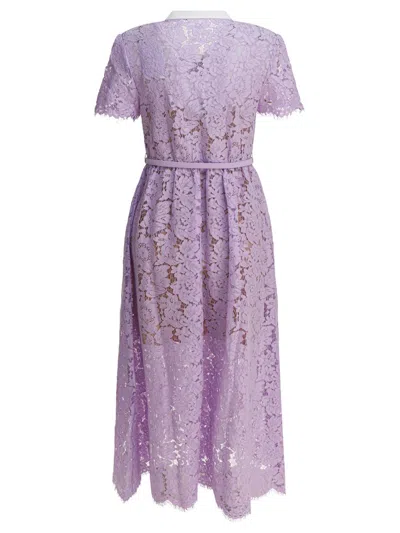 Self-portrait Lace Buttoned Cotton Blend Midi Dress