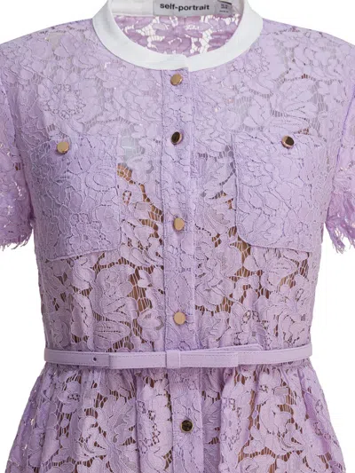 Self-portrait Lace Buttoned Cotton Blend Midi Dress