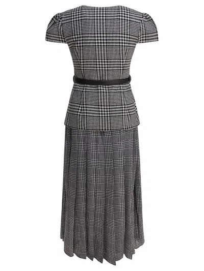 Self-portrait Houndstooth Tailored Midi Dress In Gray