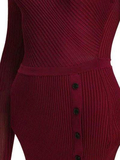 Self-portrait Midi Dress With Cut-out In Burgundy