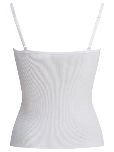 Self-portrait Lace-trimmed Ribbed Top In White