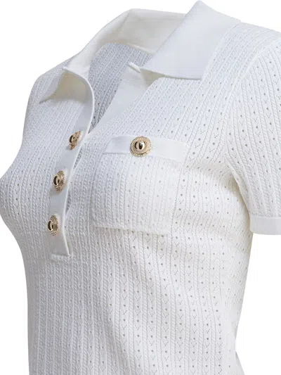 Self-portrait White Elastane Top In White
