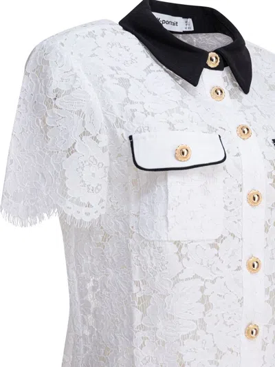 Self-portrait Floral Lace Cropped Top In White