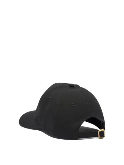 Valentino Garavani Black Hat With Logo On The Front In Cotton Man In Black