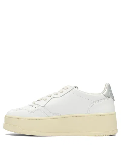 Autry Platform Low Wom Leat/leat Wht/silver
