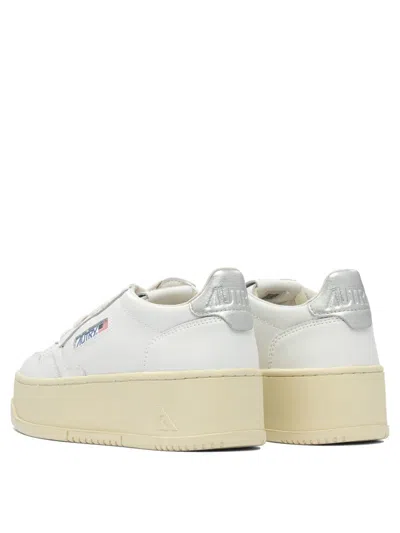 Autry Platform Low Wom Leat/leat Wht/silver