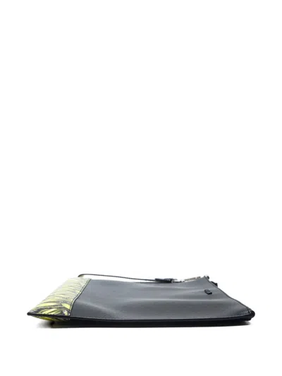 Pre-owned Prada 2020 Banana-print Clutch Bag In Black