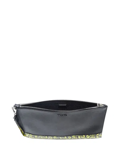 Pre-owned Prada 2020 Banana-print Clutch Bag In Black