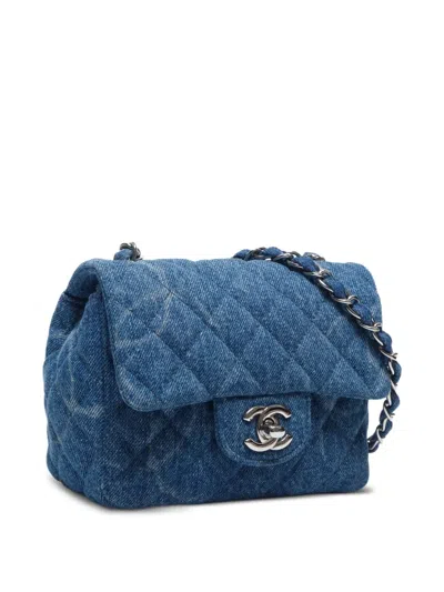 Pre-owned Chanel 2020-2021 Small Flap Crossbody Bag In Blue