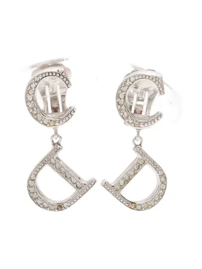 Pre-owned Dior Cd Logo Rhinestone-embellished Earrings