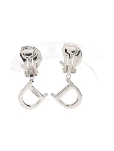 Pre-owned Dior Cd Logo Rhinestone-embellished Earrings
