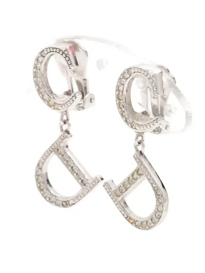Pre-owned Dior Cd Logo Rhinestone-embellished Earrings