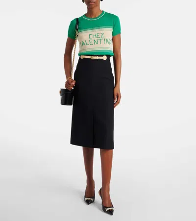 Valentino Striped Cotton Top In Green