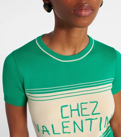 Valentino Striped Cotton Top In Green