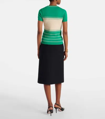 Valentino Striped Cotton Top In Green