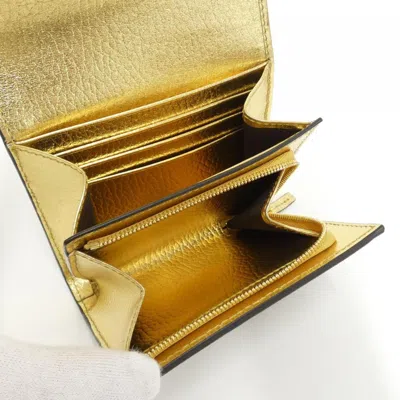 Pre-owned Gucci Beige Gold Gg Supreme Canvas Leather Wallet (bi-fold) () In Multi