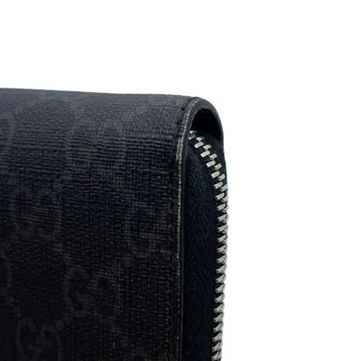 Pre-owned Gucci Black Gg Supreme Long Wallet (bi-fold) ()
