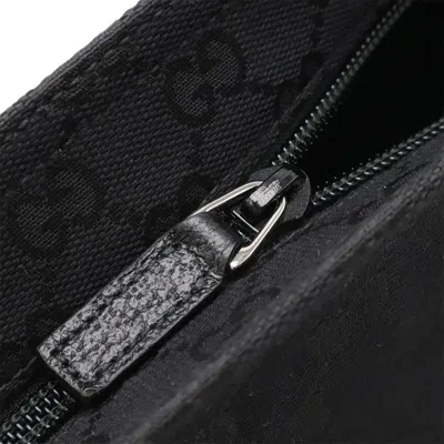 Pre-owned Gucci Black Green Red Color Gg Canvas Leather Pochette Shoulder Bag ()
