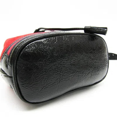 Pre-owned Gucci Black Navy Red Color Leather Suede Shoulder Bag ()