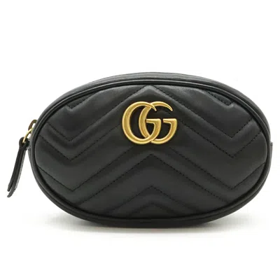 Pre-owned Gucci Black Quilting Leather Fanny Pack Pouch Sling Bag ()