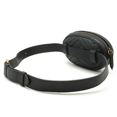 Pre-owned Gucci Black Quilting Leather Fanny Pack Pouch Sling Bag ()