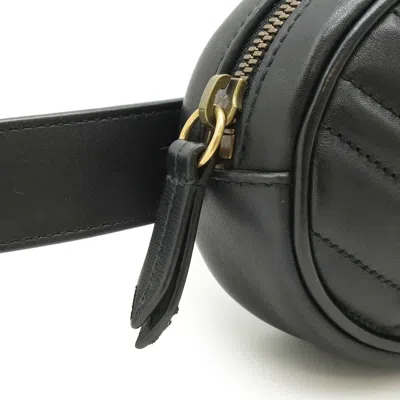 Pre-owned Gucci Black Quilting Leather Fanny Pack Pouch Sling Bag ()