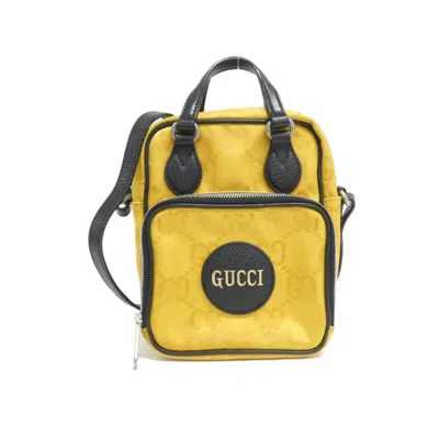 Pre-owned Gucci Black Yellow Nylon Leather Shoulder Bag ()