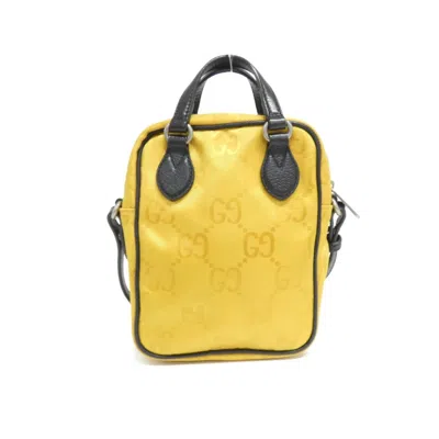 Pre-owned Gucci Black Yellow Nylon Leather Shoulder Bag ()