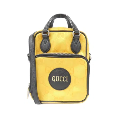 Pre-owned Gucci Black Yellow Nylon Leather Shoulder Bag ()