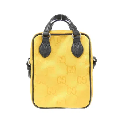 Pre-owned Gucci Black Yellow Nylon Leather Shoulder Bag ()