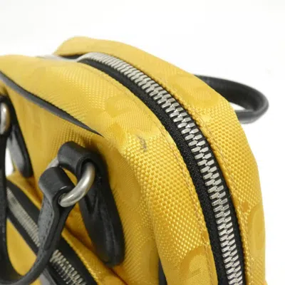 Pre-owned Gucci Black Yellow Nylon Leather Shoulder Bag ()