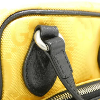Pre-owned Gucci Black Yellow Nylon Leather Shoulder Bag ()
